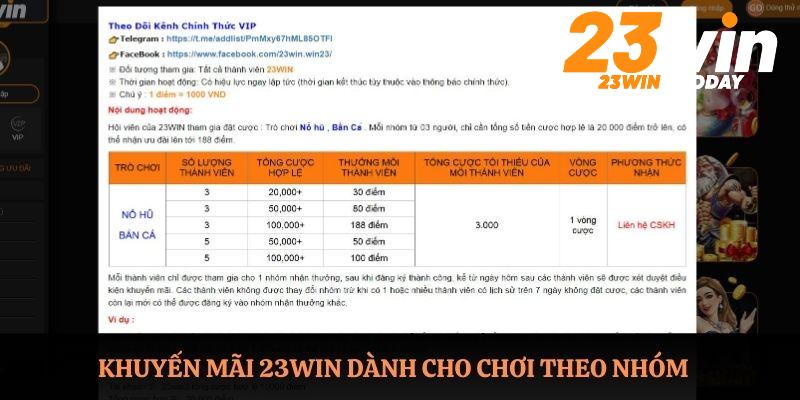 Khuyến mãi 23WIN dành cho chơi theo nhóm